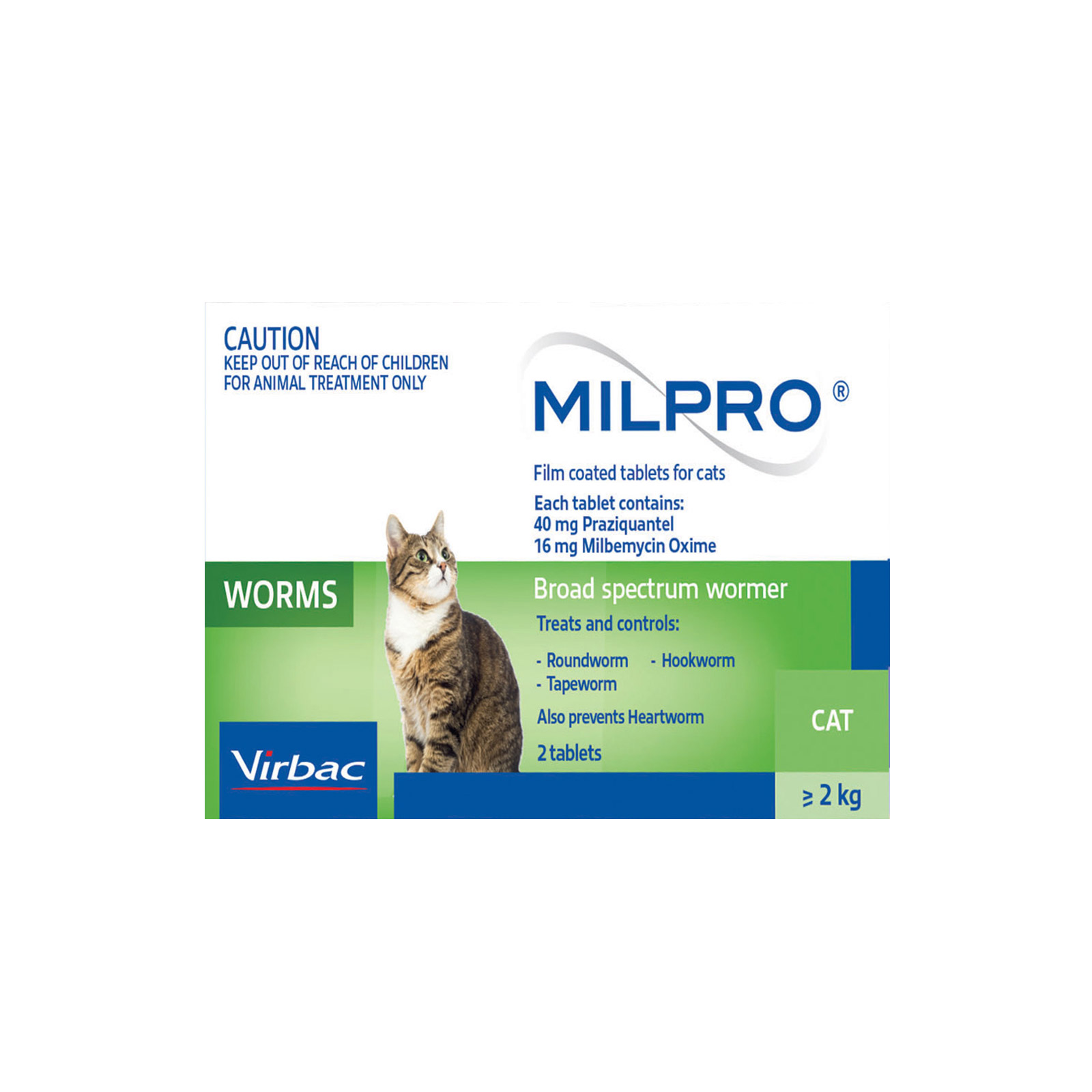 Milpro Allwormer For Cats Over 2 Kg (Over 4lbs) 2 Tablet-image-2928