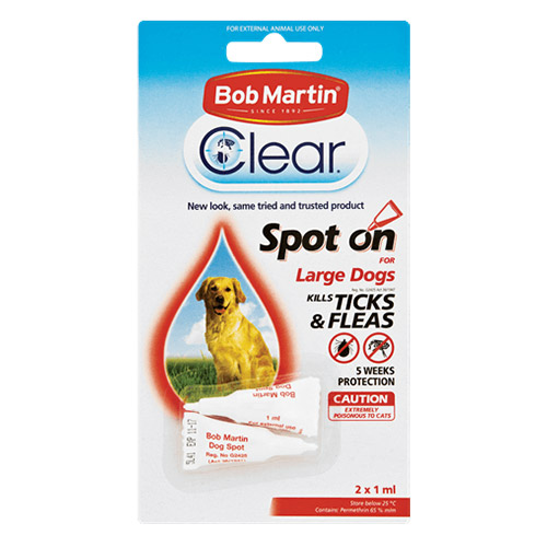 Bob Martin Clear Ticks & Fleas Spot On For Large Dogs 2x1ml 1 Pack-image-2639