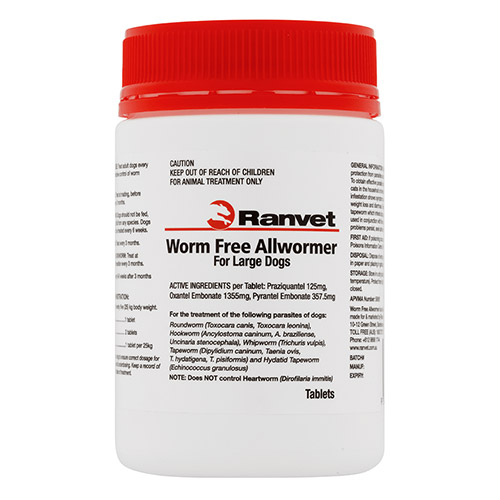 Ranvet Allwormer For Large Dogs 25 Kg (55lbs) 50 Tablet-image-2989