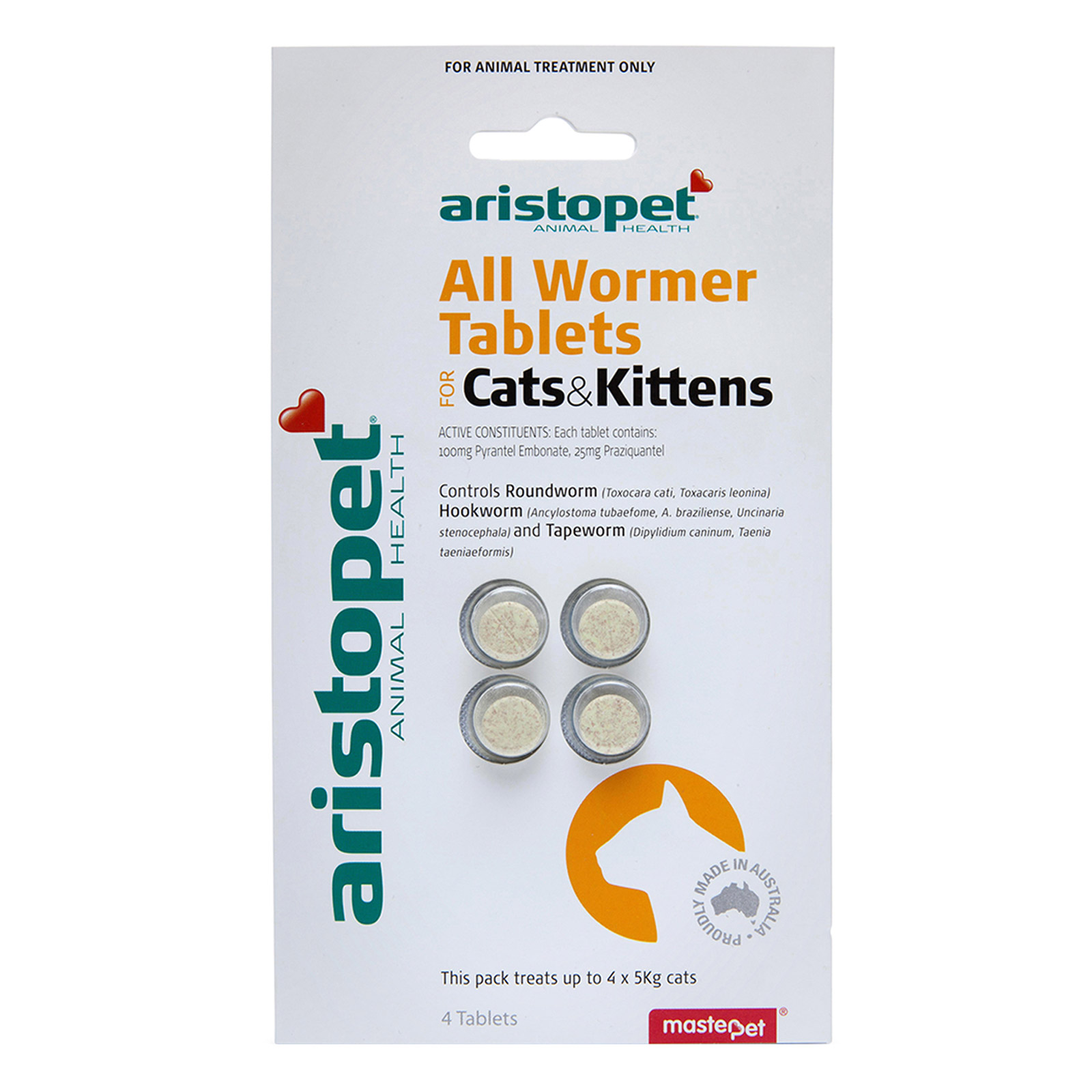 Aristopet All Wormer Tablets For Cats/Kittens 4 Tablet-image-2962